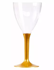 10 Wijnglazen met goudkleurige steel 160 ml