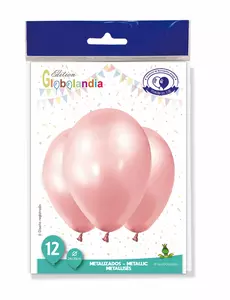12 ballons métallisés or rose de 28 cm