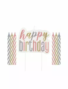 Pastelkleurige happy birthday verjaardagskaarsjes
