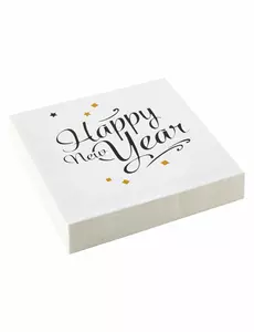 20 Serviettes en papier Happy New Year doré 33 x 33 cm