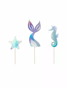3 holografische zeemeermin caketoppers
