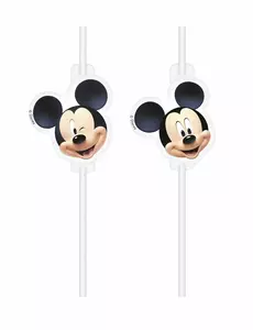 4 Pailles médaillon en plastique Mickey™