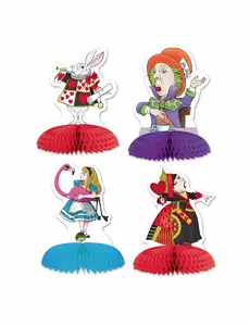 4 mini tafeldecoraties Alice in fantasieland