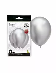 6 satijnachtige zilverkleurige latex ballonnen