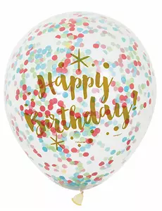6 Happy Birthday confetti ballonnen