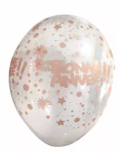 6 doorzichtige roségouden bonne année ballonnen