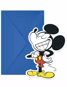 6 Cartes d'invitation et enveloppes Mickey™ rétro