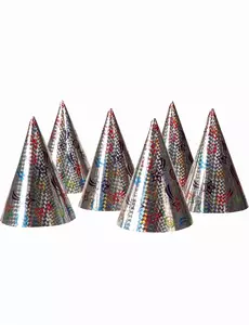 6 Holografische feesthoedjes