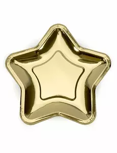 6 kleine gouden metalen sterkartonnen borden 18 cm