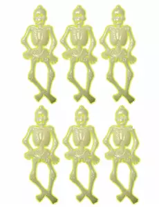 6 Petits squelettes phosphorescents 15 cm Halloween