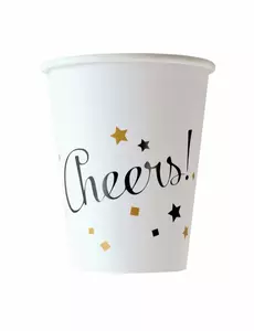 8 Gobelets en carton happy new year doré 250 ml