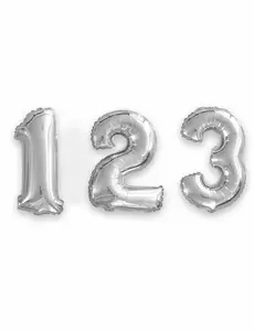 Ballon aluminium chiffre argent 33 cm, Taille: 0