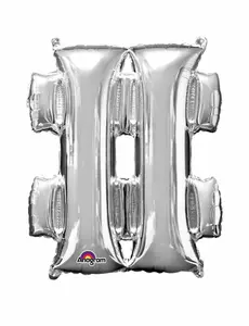 Enorme zilverkleurige hashtag ballon