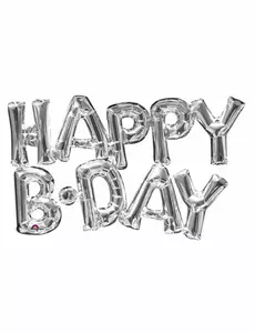 Ballon aluminium lettres Happy Birthday argent 76 cm