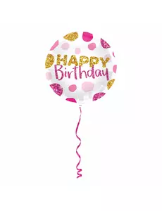 Roze en goudkleurige aluminium verjaardag ballon