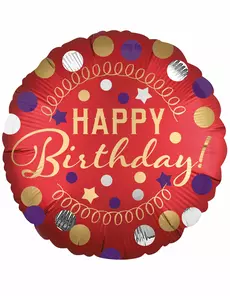 Satijnrode aluminium happy birthday ballon