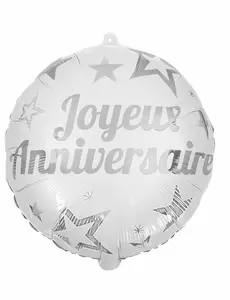 Witte Happy Birthday folieballon 45cm