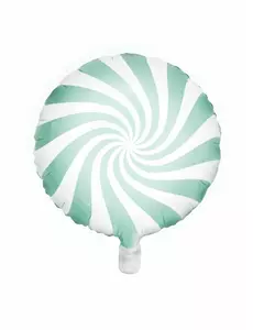 Ballon aluminium sucette menthe et blanc 45 cm