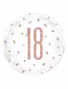 Ballon en aluminium 18 blanc et rose pailleté 45 cm
