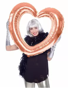 Roségouden hart ballon van aluminium