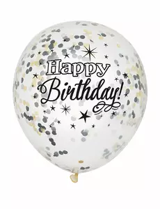 6 zilverkleurige en goudkleurige confetti ballonnen