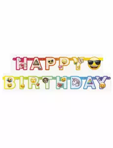 Bannière en carton happy birthday Emoji Rainbow™ 1,8 m