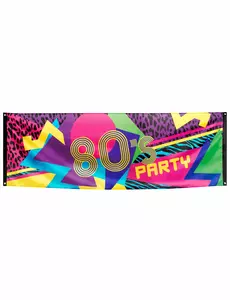 Stoffen banier 80's Party 74 x 220 cm