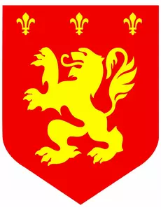 Cutout médiéval lion rouge diam. 30cm