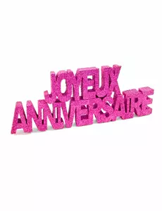 Tafeldecoratie Joyeux Anniversaire fuchsia