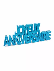 Tafelstuk Joyeux Anniversaire turkoois