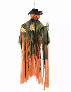 Décoration à suspendre épouvantail citrouille Halloween 1 m