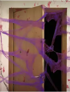 Paarse spinnenweb decoratie met spinnen