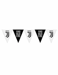 Guirlande à fanions en plastique Juventus™ noire et blanche 320 cm