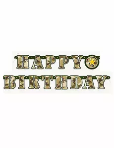 Guirlande articulée Happy Birthday militaire 1.6 mètres