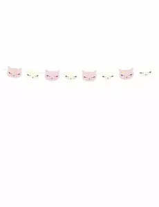 Guirlande en carton chaton rose et blanc 8,5 cm x 1,4 m