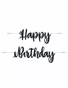 Kartonnen zwarte Happy Birthday slinger