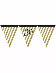 Zwarte en gouden 30 jaar vlaggenslinger