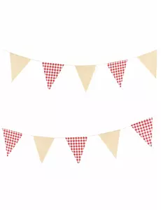 Guirlande fanions lin vichy rétro 2 m