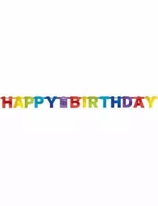 Veelkleurige regenboog Happy Birthday slinger