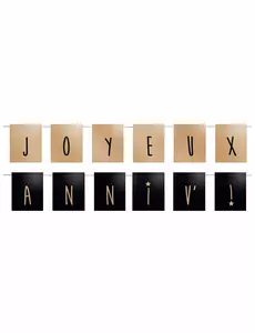 Guirlande Joyeux Anniv noir et or 1,20 m