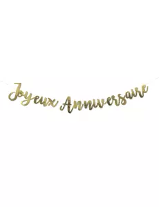 Guirlande Joyeux Anniversaire métallisée dorée 1,80 m