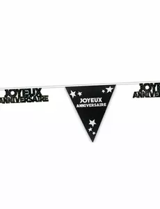 Wit en zwarte verjaardagsslinger Joyeux Anniversaire