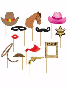 Cowboy photobooth set 12 stuks