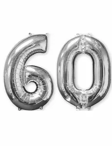 Lot de 2 ballons aluminium 66 cm chiffre argent 60