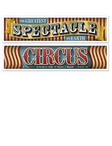2 Banderoles Cirque Vintage 38 cm x 1,5 m