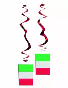 Lot de 6 suspensions métallisées drapeau Italie