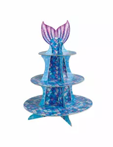 Paarse en blauwe zeemeermin cupcake standaard