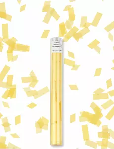Tube lanceur de confettis rectangle jaune 27 cm