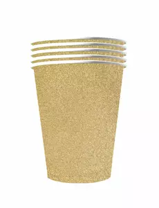 10 Amerikaanse glinsterende gouden recyclebare kartonnen bekers 53 cl