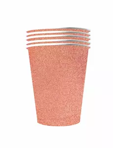 10 Gobelets américains scintillants carton recyclable rose gold 53cl